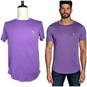 Jared Lang | Men | Purple Soft Pima Cotton Dinosaur Embroidery SS Tee | Sz Small